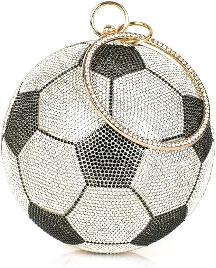 Women's Rhinestone Soccer Ball Clutch, Sparkling Sports Handbag with Chain for Wedding Party Prom | Amazon (US)
