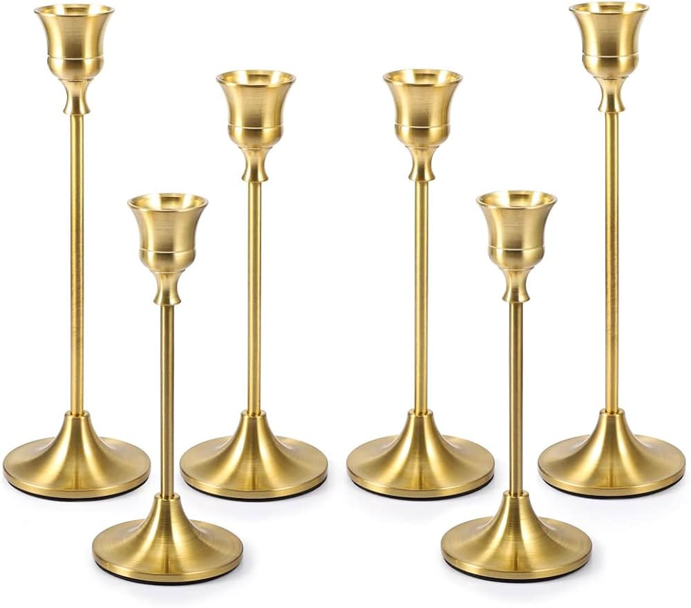 Candlestick Holders Taper Candle Holders - Gold Candlestick Holder Set of 6 Candle Stick Holders ... | Amazon (US)