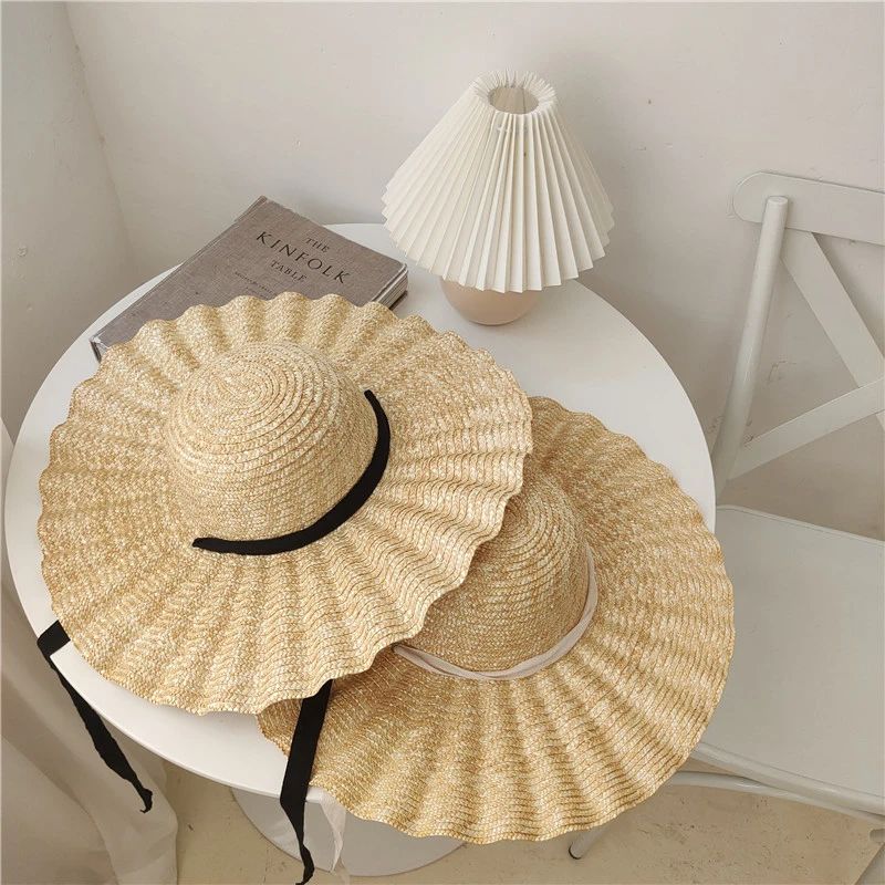 New Wide Brimmed Wave Straw Hat for Women Summer Sunscreen Hat Simple Vintage Beach Vacation Cap ... | AliExpress (US)