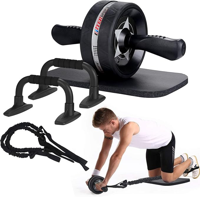 EnterSports Ab Roller Wheel, 6-in-1 Ab Roller Kit with Knee Pad, Resistance Bands, Pad Push Up Ba... | Amazon (US)