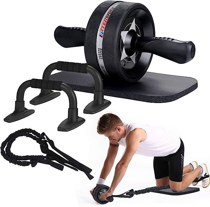 EnterSports Ab Roller Wheel, 6-in-1 Ab Roller Kit with Knee Pad, Resistance Bands, Pad Push Up Ba... | Amazon (US)