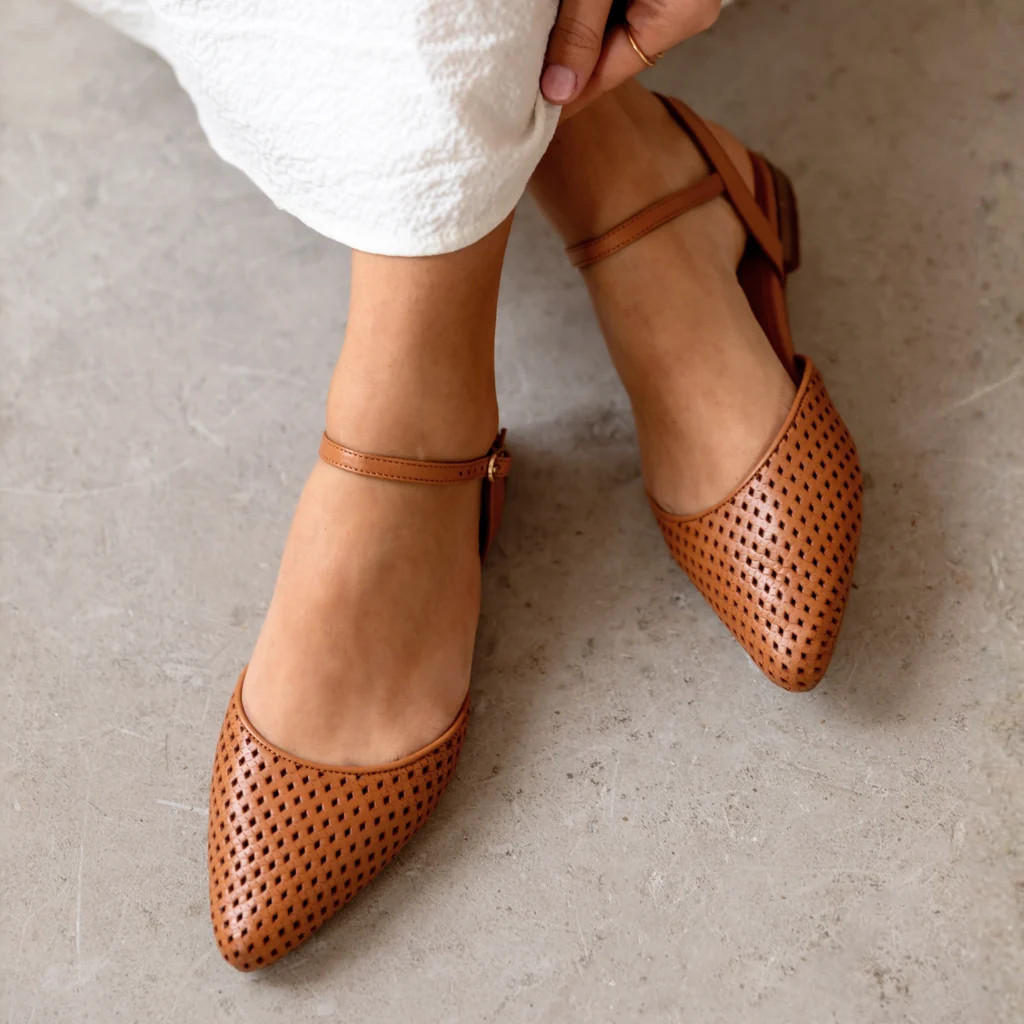 Loulou Pointed Flats: Tan Leather - Pre-Order (Dispatch w/c 31/08/26) | Air & Grace