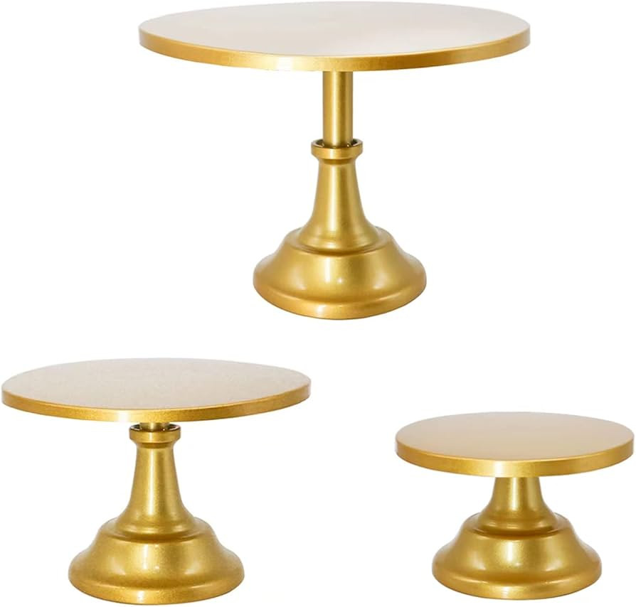 3 Piece Gold Cake Stands Set Metal Cupcake Pedestal Table Dessert Display Stand with Tall Base De... | Amazon (CA)