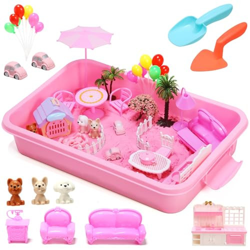 TYMGCHQ Catit Cat Sandbox Sensory Bin Toys for Kids 5-7, Pet Play Set with Sensory Sand, Castle Toys | Amazon (US)