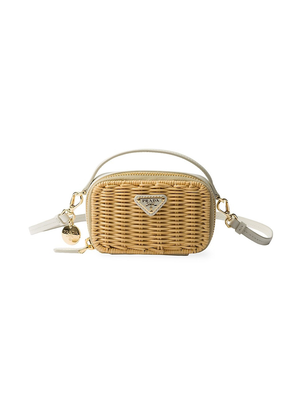 Women's Woven Fabric and Leather Mini-Pouch - Beige Khaki | Saks Fifth Avenue