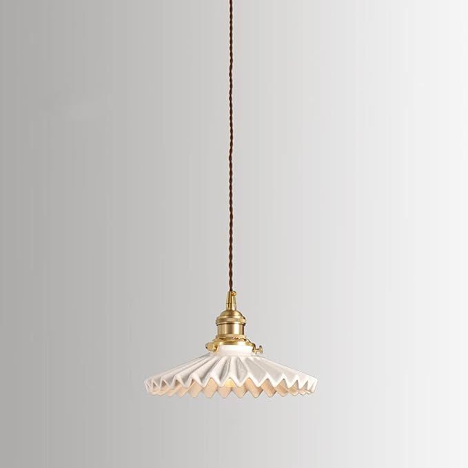 NAMFHZW Japanese Pleated Small Suspended Chandelier Ceramic Copper Shade Pendant Lamp E27 1-Light... | Amazon (CA)