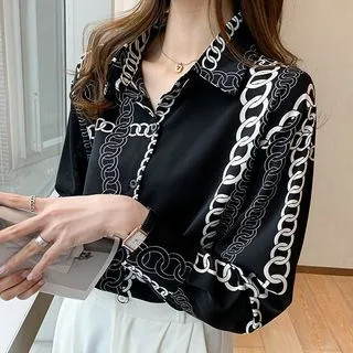 Chain Print Chiffon Shirt | YesStyle Global