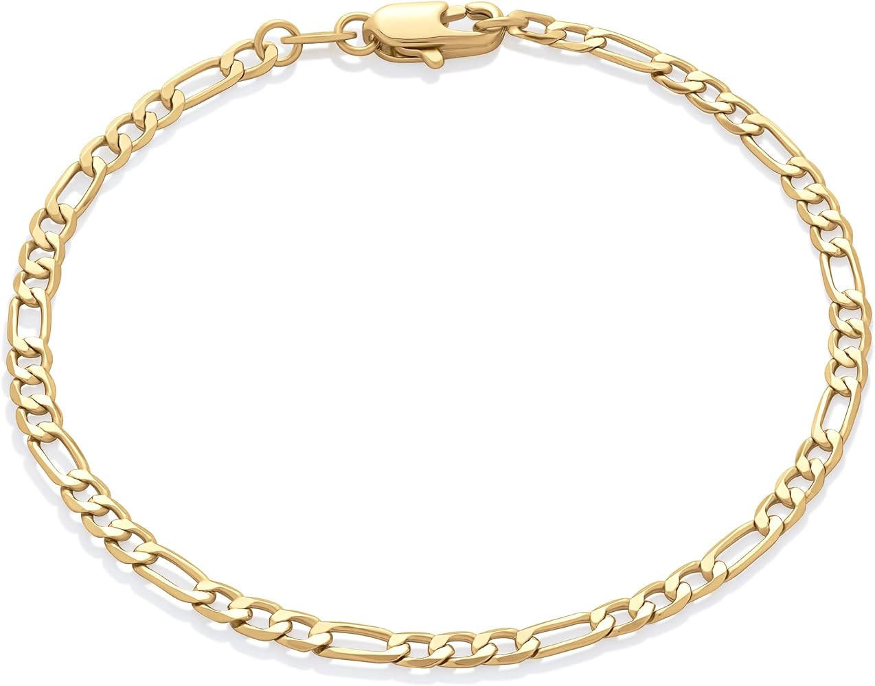 Amazon Essentials 14K Gold Plated Figaro Chain Bracelet | Amazon (US)