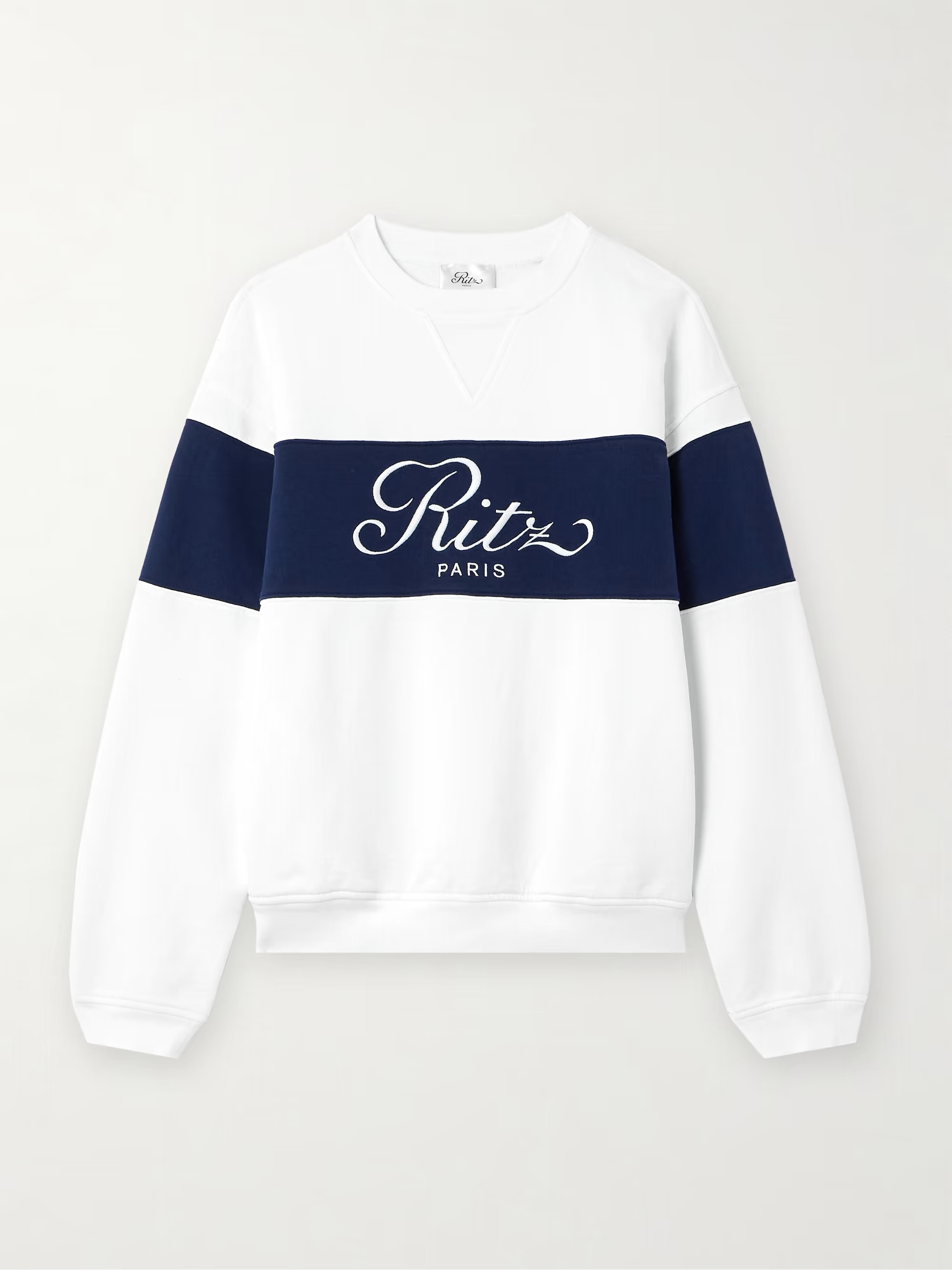 + Ritz Paris color-block embroidered cotton-jersey sweatshirt | NET-A-PORTER (US)