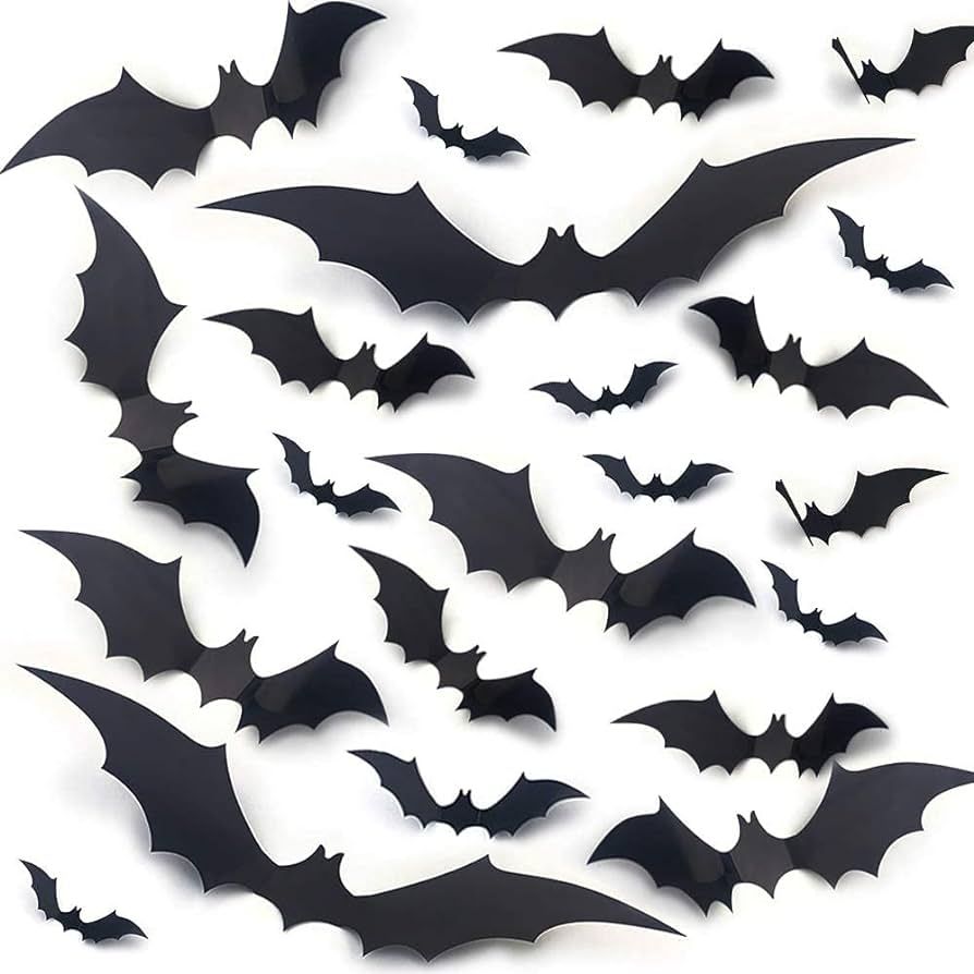 Halloween 3D Bats Decoration, DIY Scary Wall Bats Wall Decal Wall Stickers 4 Different Sizes Real... | Amazon (CA)