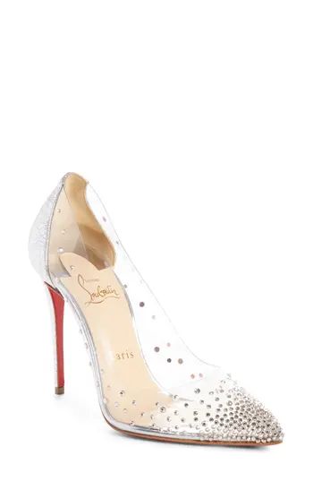 Women's Christian Louboutin Degrastrass Clear Embellished Pump | Nordstrom