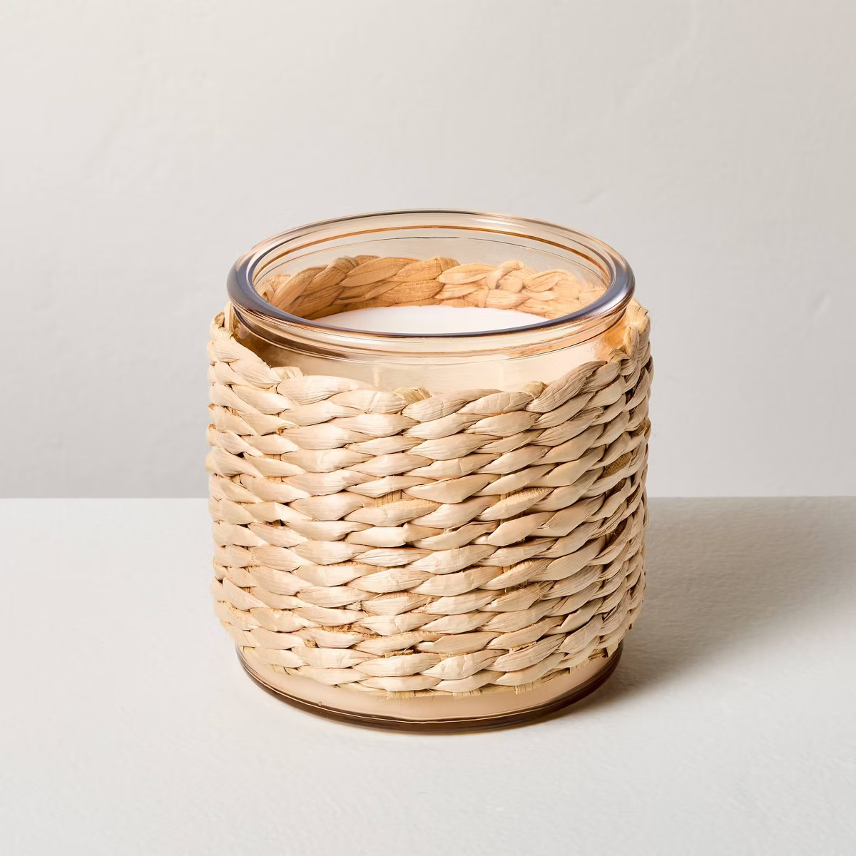 2-Wick Tinted Glass Berry Leaf & Lemon Rattan Wrapped Jar Candle Coral 13oz - Hearth & Hand™ wi... | Target