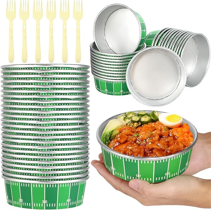 gisgfim 24 Set Football Party Supplies 18.6oz Footballs Party Disposable Bowls Football Game Pape... | Amazon (US)