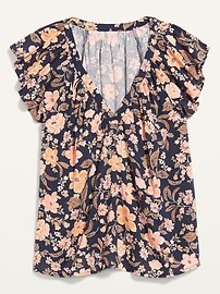 Flutter-Sleeve Floral-Print Swing Blouse for Women | Old Navy (US)