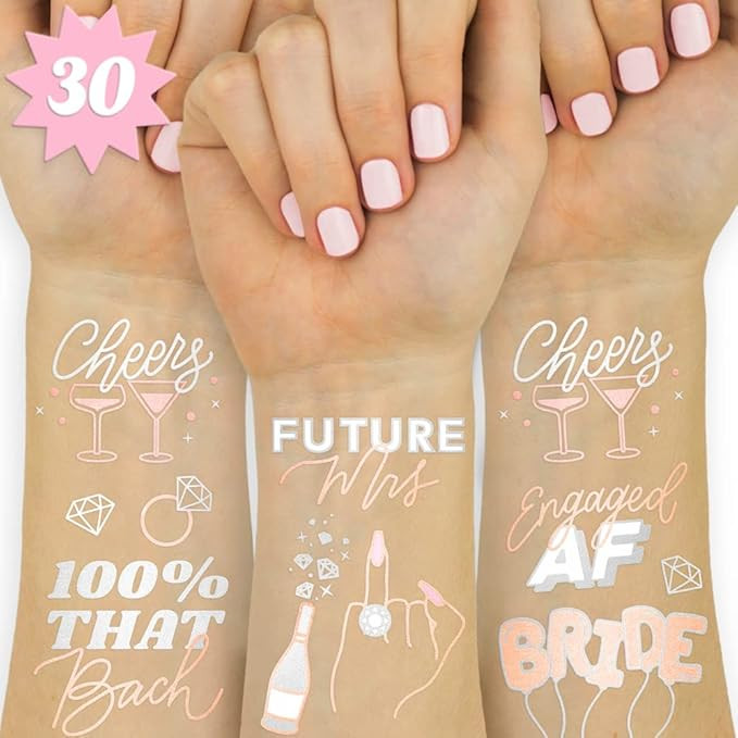 xo, Fetti Future Mrs + Cheers Tattoos - 30 Glitter Styles | Bachelorette Party Decoration, Brides... | Amazon (US)
