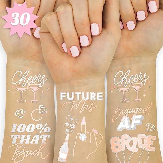 xo, Fetti Future Mrs + Cheers Tattoos - 30 Glitter Styles | Bachelorette Party Decoration, Brides... | Amazon (US)
