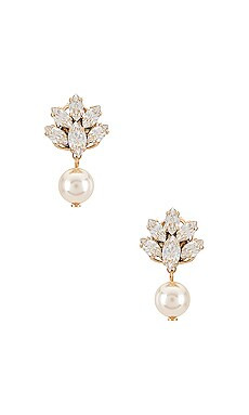 Anton Heunis Pedant Crystal Cluster Earrings in Pearl from Revolve.com | Revolve Clothing (Global)