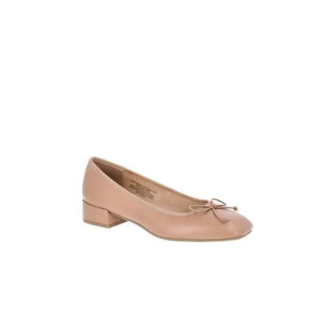 Time and Tru Women's String Bow Block Heel Ballet Shoes, Wide Width Available | Walmart (US)