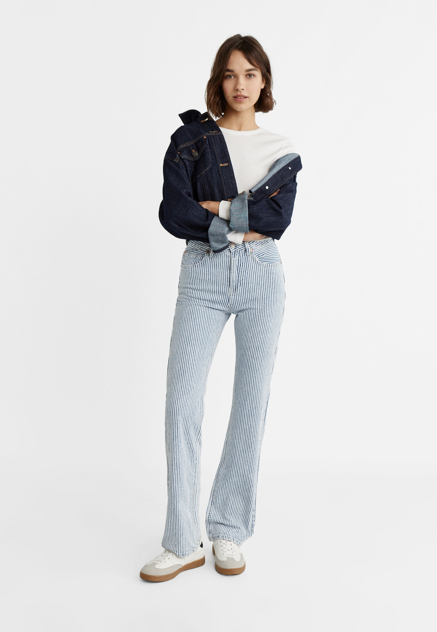 D98 straight-leg vintage striped jeans | Stradivarius (UK)