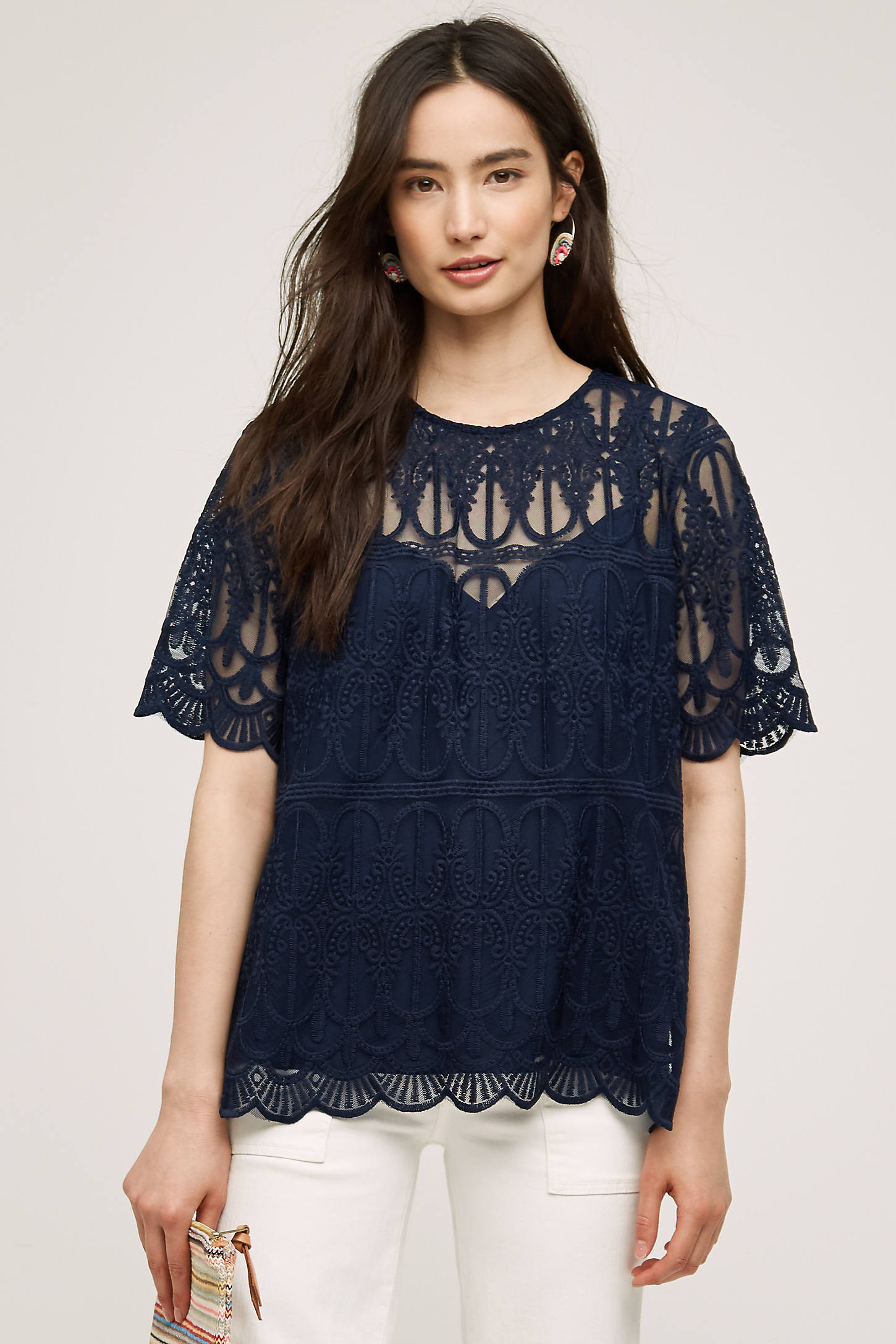 Lace Mockneck Tee | Anthropologie (US)