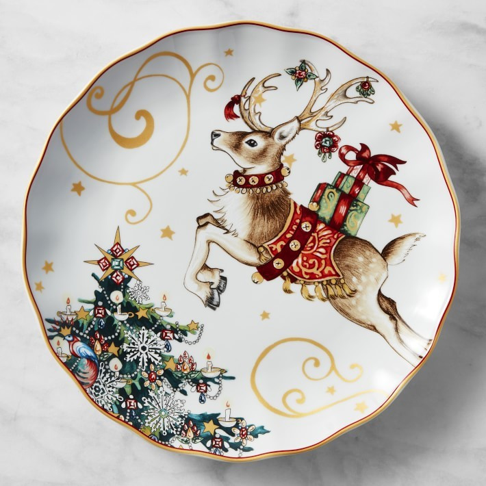 Twas the Night Dinner Plates, Set of 4, Reindeer | Williams-Sonoma
