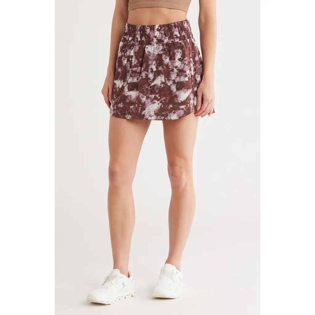 Z by Zella Interval High Waist Printed Skort in Brownfractured Dye at Nordstrom Rack, Size Small | Nordstrom Rack