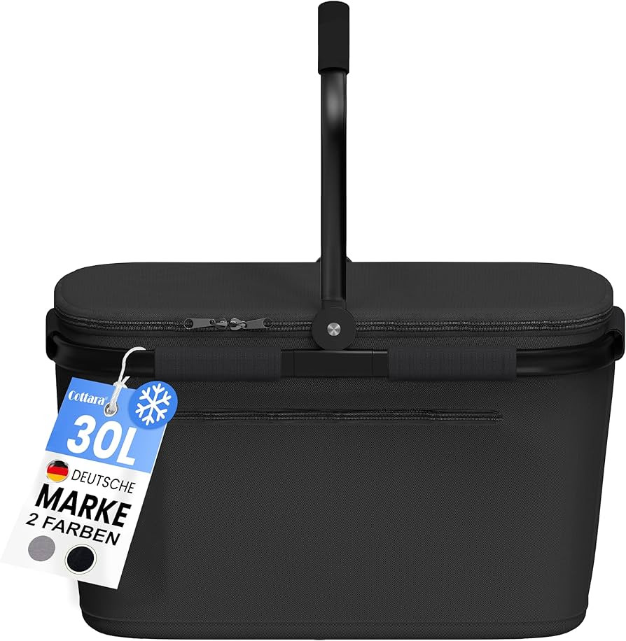 Thermal Shopping Basket Cool Bag Large Insulated Shopping Basket with Lid Reinforced Base Front C... | Amazon (DE)