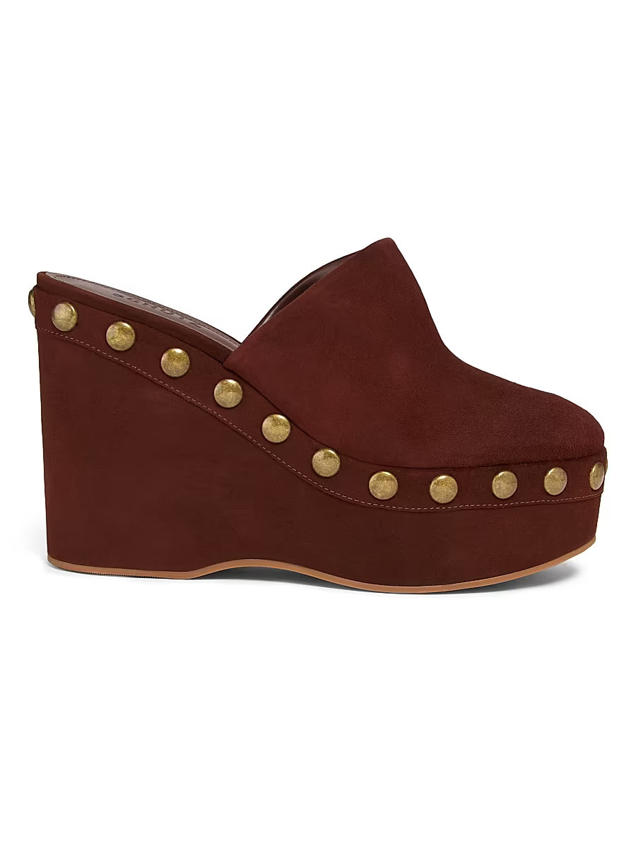 Women's Sierra 115MM Studded Suede Platform Clogs - Root Brown - Size 10.5 | Saks Fifth Avenue