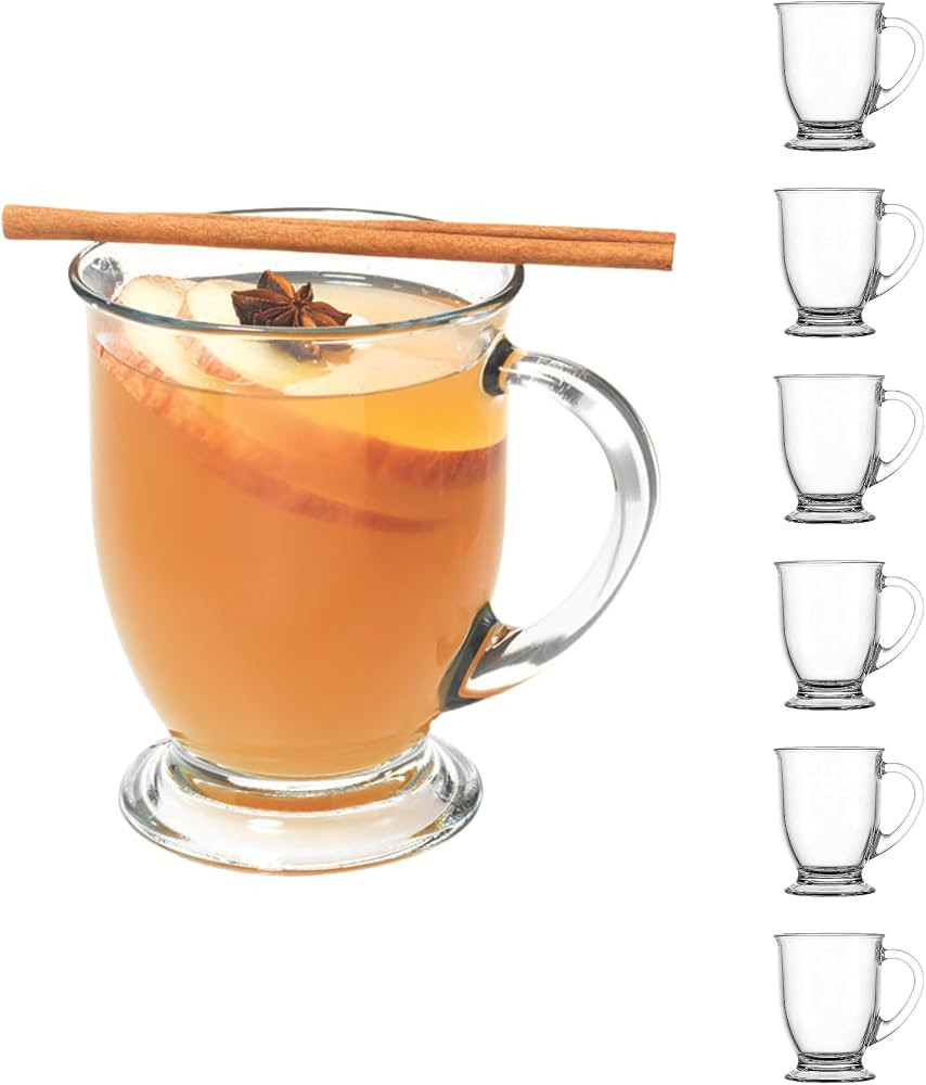 Anchor Hocking Caf\u00e9 Glass Coffee Mugs, 16 oz, Set of 6 | Amazon (US)