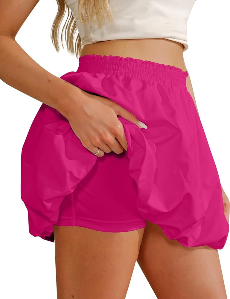 COZYPOIN Womens Bubble Skirt Boho Elastic High Waisted Cute Ruffle Puffy Balloon Shorts Y2K Going... | Amazon (US)