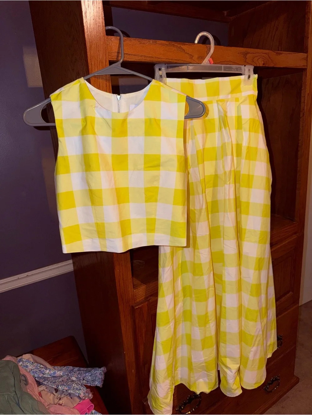Cocolilly\u2019s | Yellow and White Gingham Top and maxi Skirt set, size XS | Poshmark