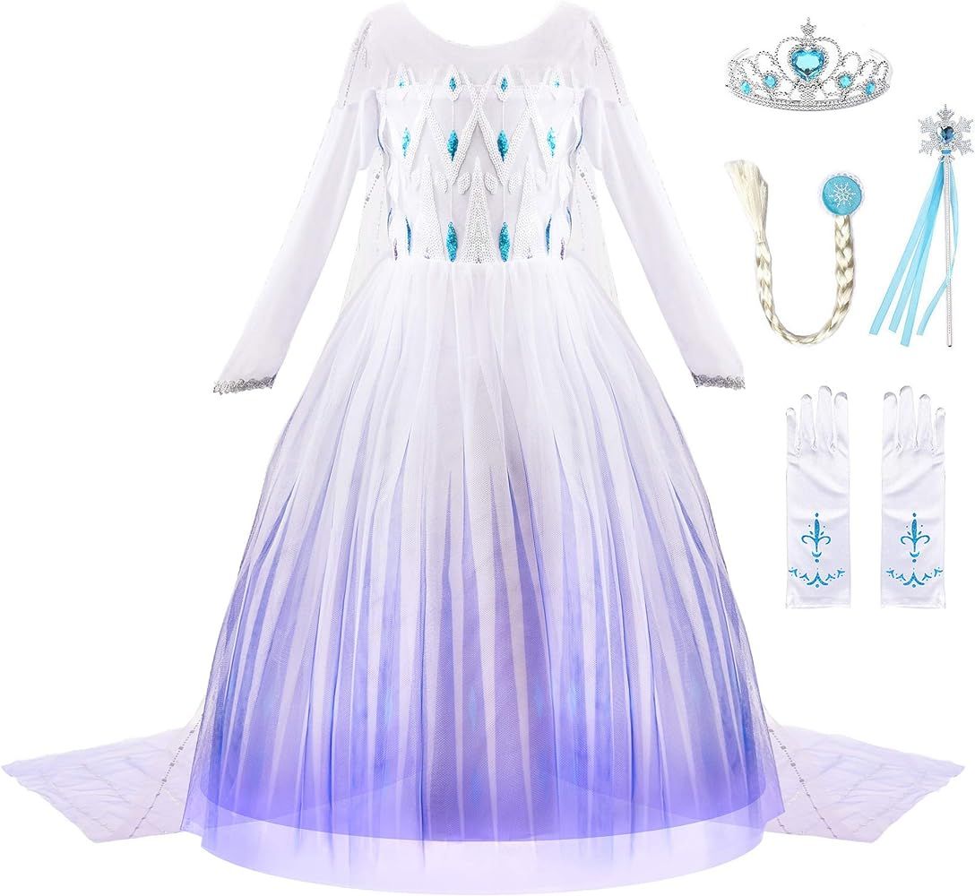 JerrisApparel Girl Princess Costume Snow Party Dress Halloween Cosplay Dress up | Amazon (US)