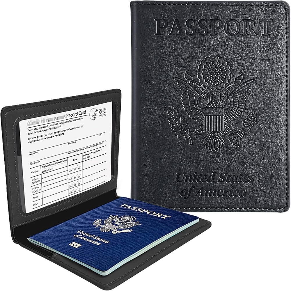 COKOKERT Passport and Vaccine Card Holder Combo,Passport Cover Case with Vaccination Card Slot,PU... | Amazon (US)