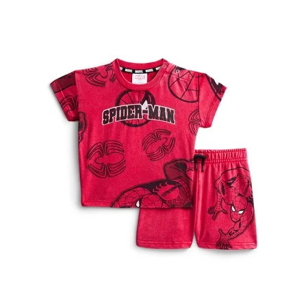 Spider-Man Baby Boys Short Sleeve Graphic Tee and Matching Shorts Set, 2-Piece, Sizes 0/3M-6/9M | Walmart (US)