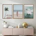 Beach Framed Canvas Wall Art Set, Palm Tree Surfboard Seascape Wall Decor, Ocean Surfing Wall Pai... | Walmart (US)