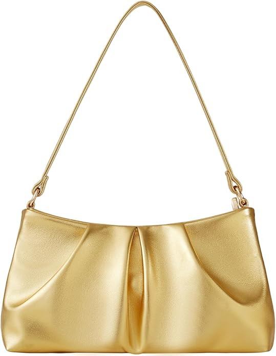 PU Leather Evening Bag Evening Bag Ruched Clutch Purse for Women Detachable Double Shoulder Strap... | Amazon (US)