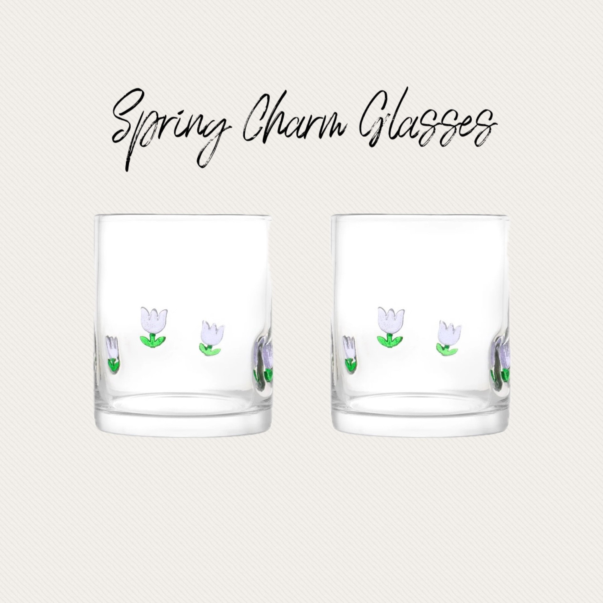 Walmart spring icon charm glasses in new spring designs including Easter eggs, bunnies, tulips, carrots and more! Click through to see all the styles. #walmartfinds #walmarthome 

#LTKHome
