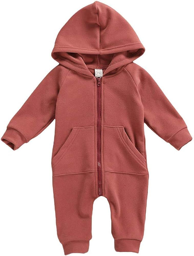 FYBITBO Infant Baby Boys Girls Clothing Zipper Hooded Jumpsuit Romper Long Sleeve Onesie Outfit Fall | Amazon (US)