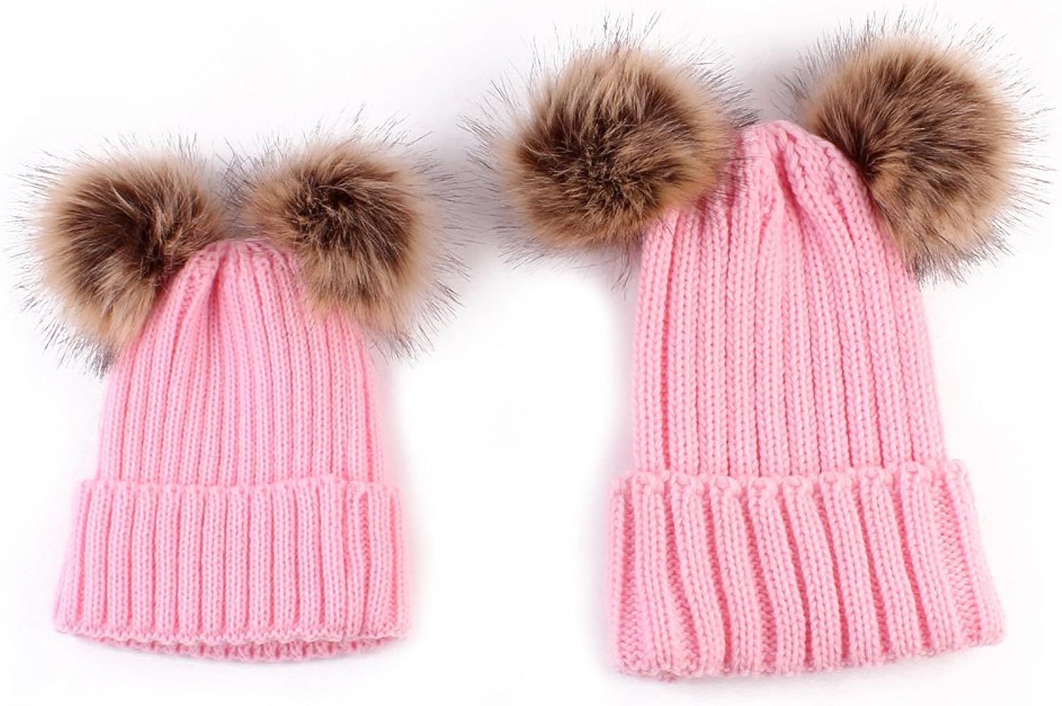 oenbopo 2PCS Parent-Child Hat Winter Warmer, Baby Hat/Women Hat, Mother & Baby Knit Hat Beanie Winte | Amazon (US)