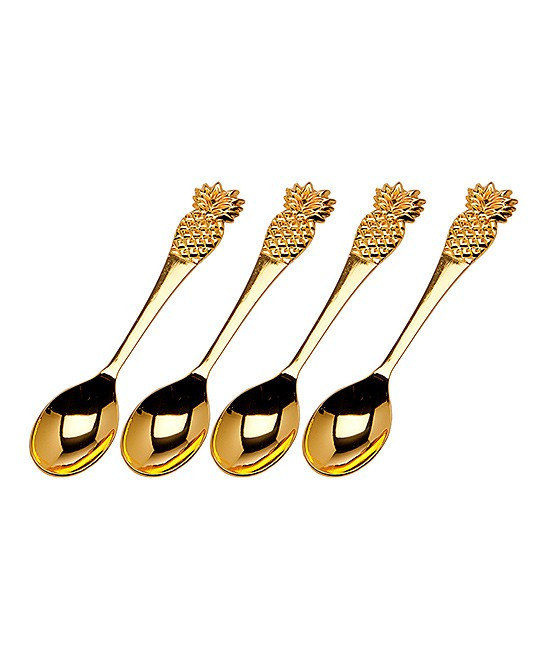 Godinger Forks - Pineapple Dessert Spoon - Set of Four | Zulily