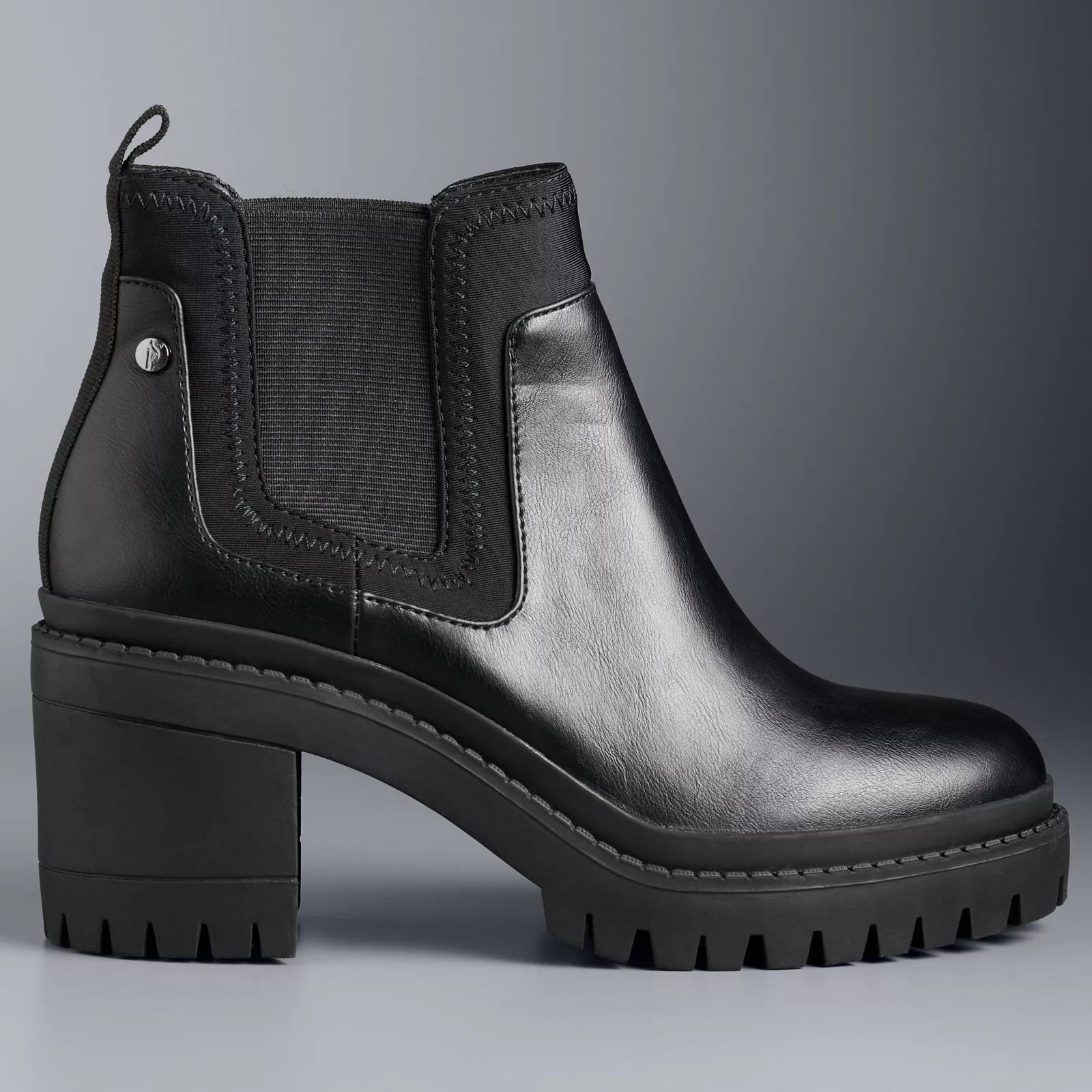Simply Vera Vera Wang Crested Women's Block Heel Chelsea Boots, Size: 10 Wide, Black | Kohl's