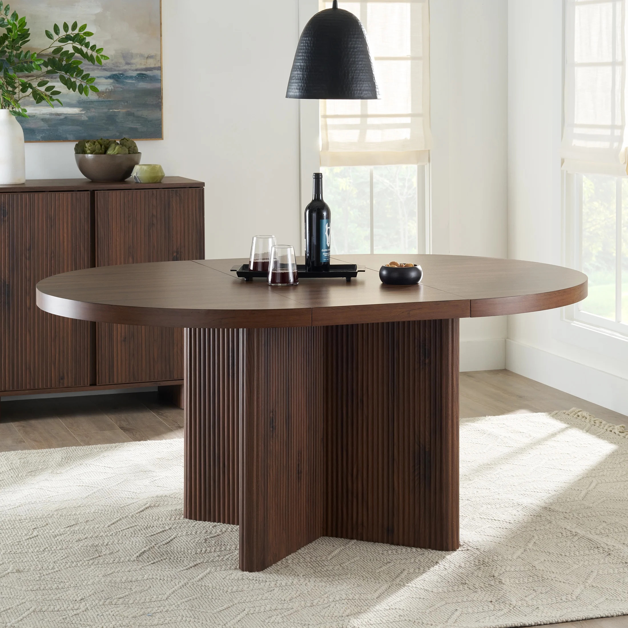 Better Homes & Gardens Lillian Fluted Round Expandable Dining Table, Walnut Finish | Walmart (US)
