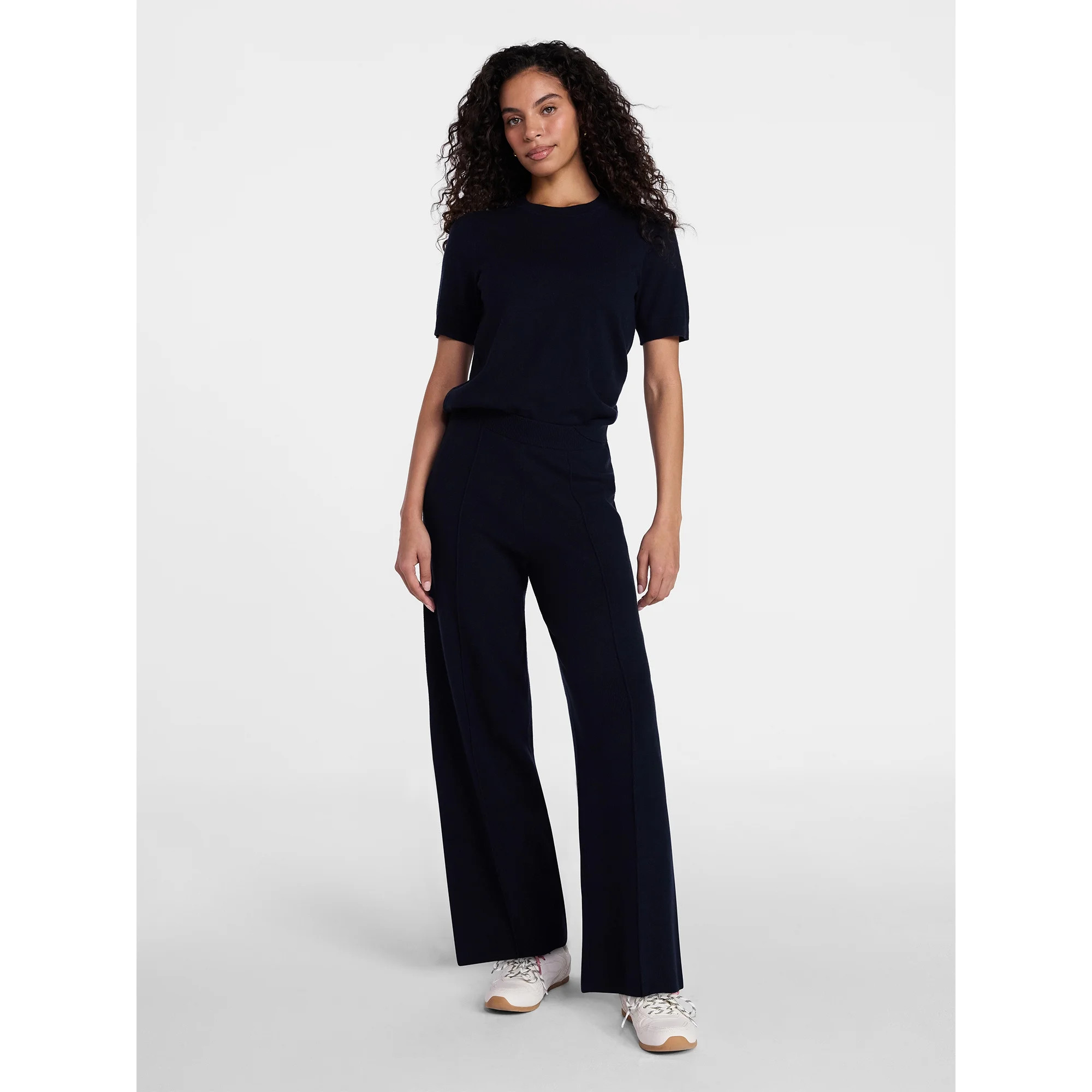 Time and Tru Women's and Women’s Plus Short Sleeve Sweater and Pants Set, 2-Piece, Sizes XS-4X | Walmart (US)