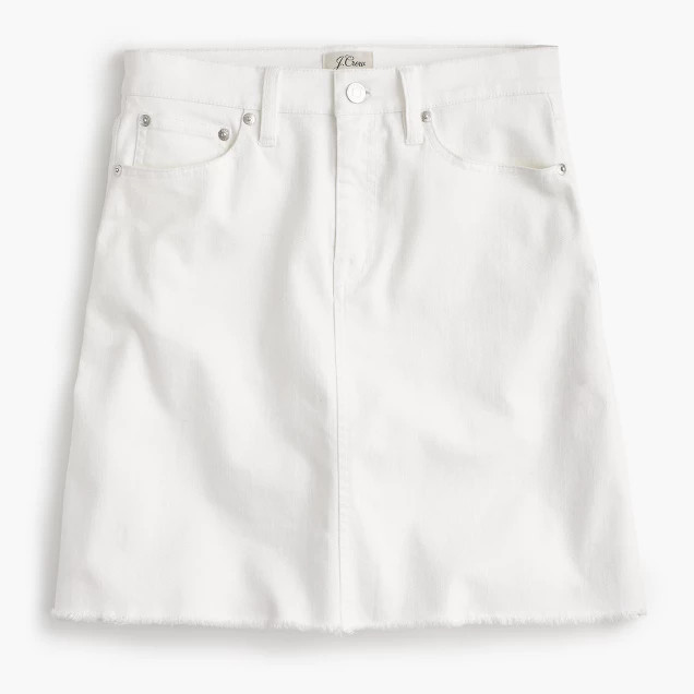 Petite white denim skirt with raw hem | J.Crew US