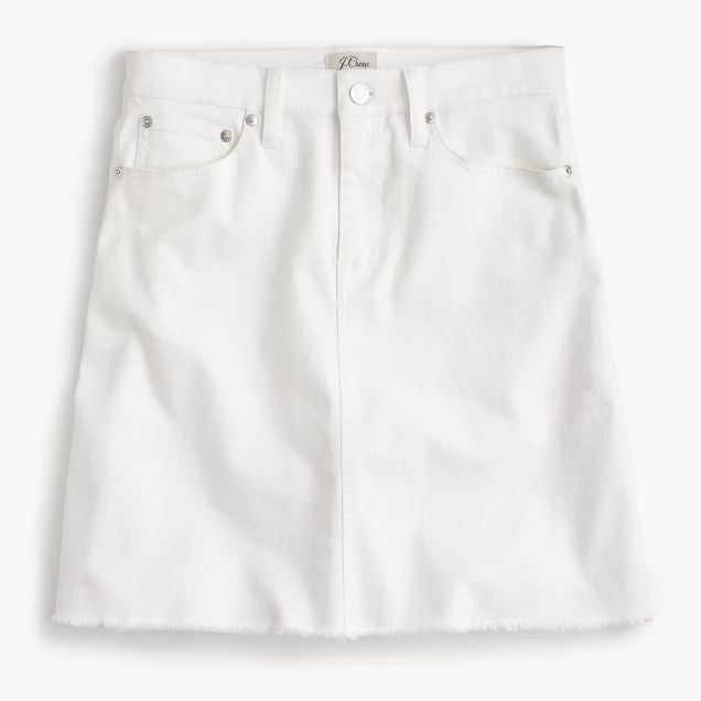 Petite white denim skirt with raw hem | J.Crew US