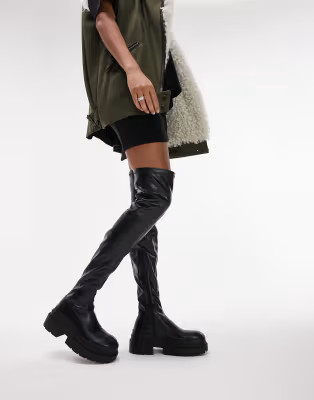 Topshop Tyson over the knee boots in black | ASOS (Global)