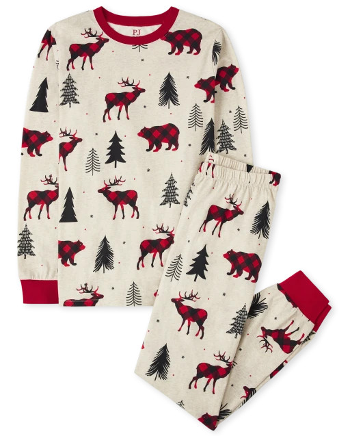Unisex Adult Matching Family Christmas Long Sleeve Buffalo Plaid Bear Print Cotton Pajamas | The ... | The Children's Place