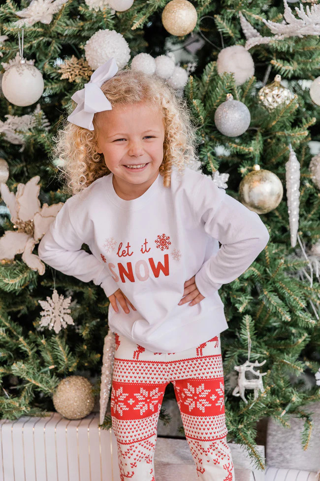 Kids Let It Snow White Graphic Sweatshirt | The Pink Lily Boutique