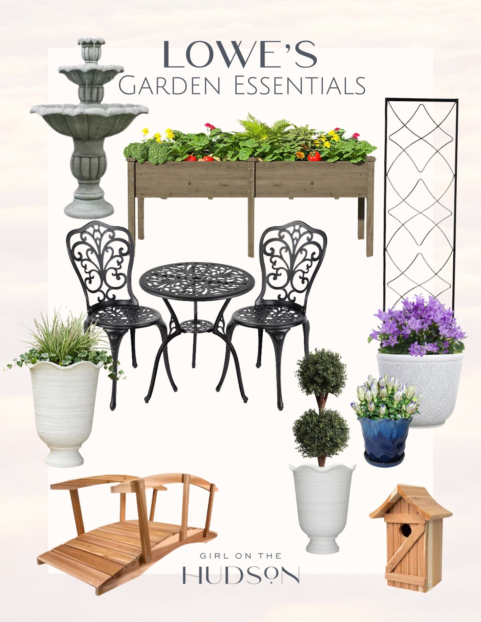 These Lowe’s garden finds are such a practical way to build out an outdoor space that still feels styled and pulled together. From the raised garden bed and classic bistro set to the mix of planters and accents, each piece brings in function while adding texture and interest. It’s an easy way to create a space that feels both usable and thoughtfully designed.

lowes garden decor, raised garden bed ideas, outdoor bistro set, garden planters outdoor, topiary planter decor, outdoor garden accessories, backyard garden styling, patio furniture ideas, garden trellis ideas, outdoor landscaping inspiration, spring porch refresh, spring decor, functional outdoor decor girlonthehudson

#LTKSeasonal #LTKHome