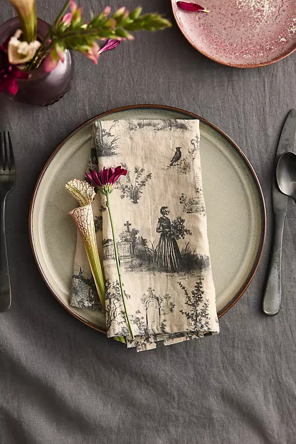 Halloween Toile Linen Napkins, Set of 2 | Anthropologie (US)